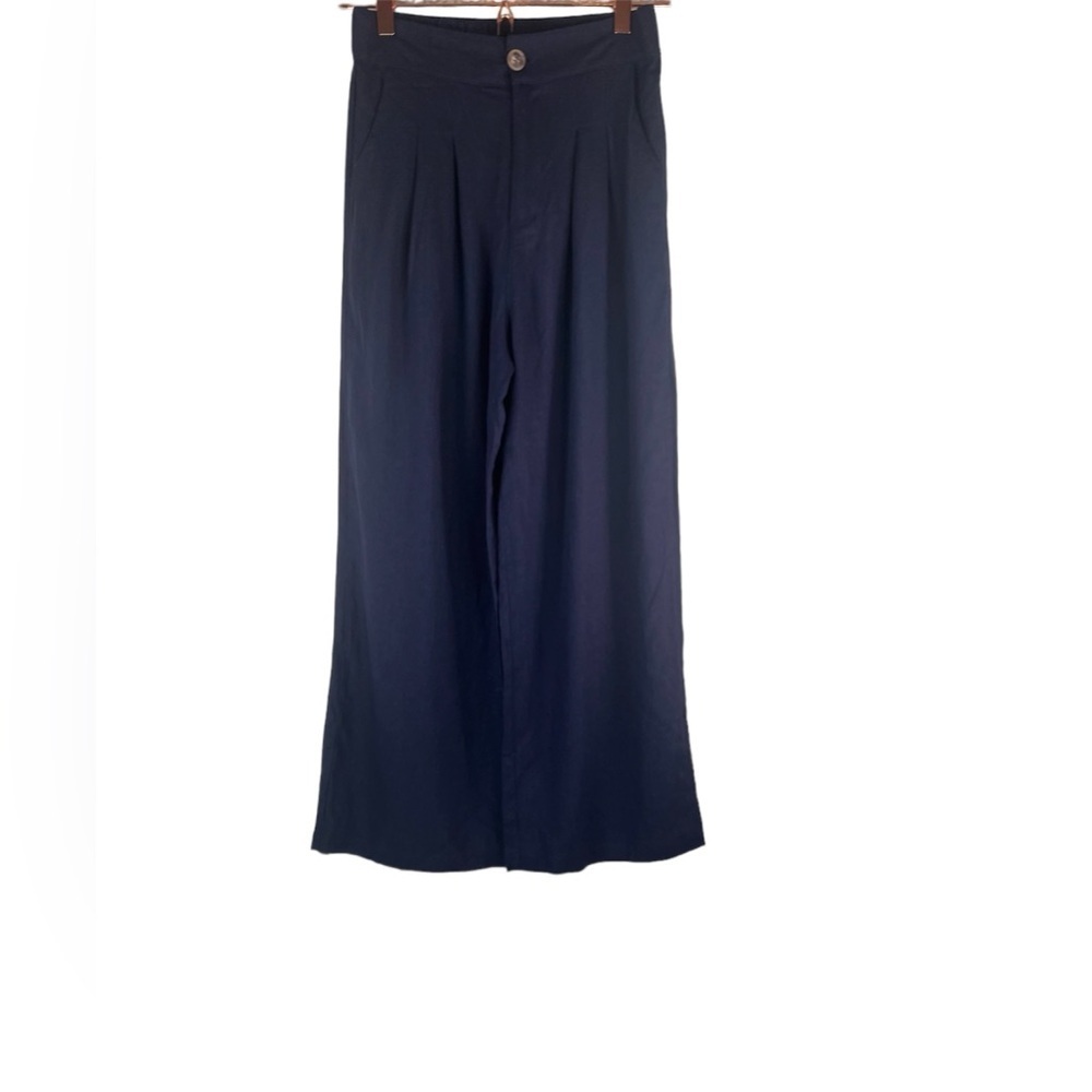 New AndtheWhy California Linen Blend Pants Dark Navy Size Small